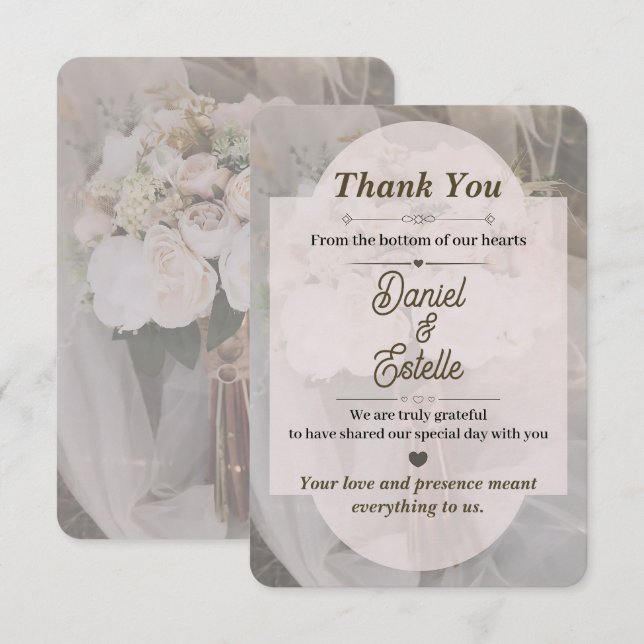 Tarjeta de agradecimiento de boda boho neutra edit (Anverso / Reverso)