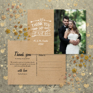 Tarjeta de agradecimiento de boda boho rústica Kra
