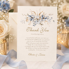 Tarjeta de agradecimiento de boda botánica azul po