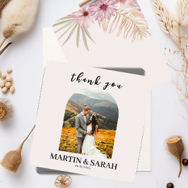 Tarjeta de agradecimiento de boda botánica boho ne