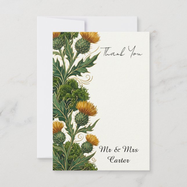 Tarjeta de agradecimiento de boda botánica de card (Anverso)