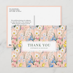 Tarjeta de agradecimiento de boda botánica de flor
