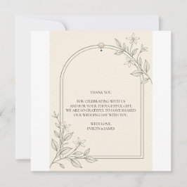 Tarjeta de agradecimiento de boda botánica de oliv