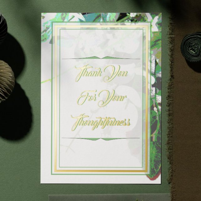 Tarjeta de agradecimiento de boda botánica de verd (Subido por el creador)