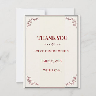 Tarjeta de agradecimiento de boda botánica elegant