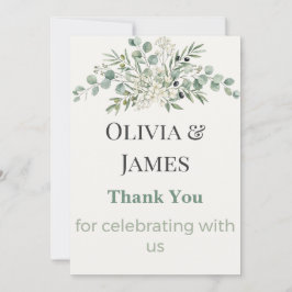 Tarjeta de agradecimiento de boda botánica elegant