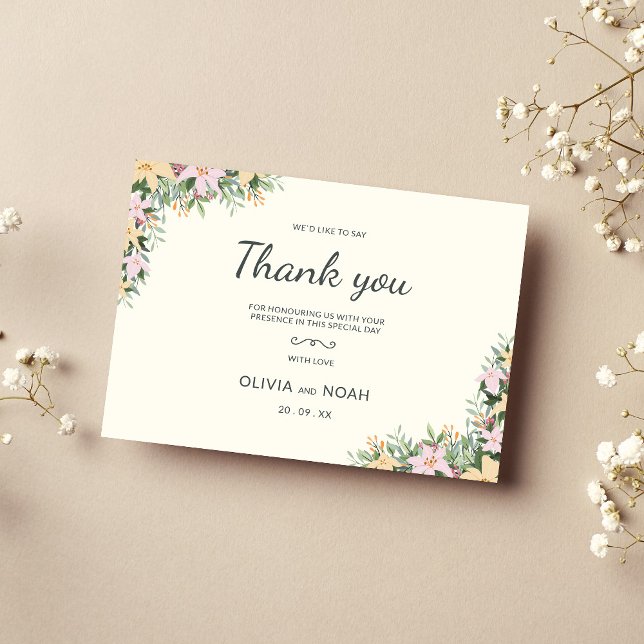 Tarjeta de agradecimiento de boda botánica - estil (Subido por el creador)