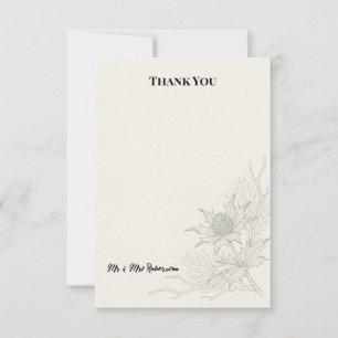 Tarjeta de agradecimiento de boda botánica Thistle
