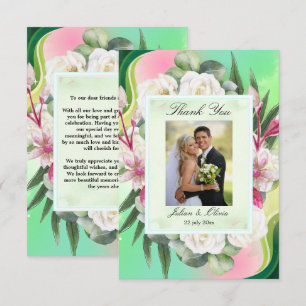 Tarjeta de agradecimiento de boda botánica verde m