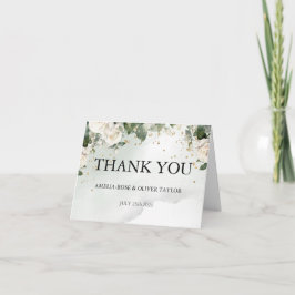 Tarjeta de agradecimiento de boda botánica verde s