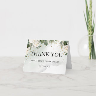 Tarjeta de agradecimiento de boda botánica verde s