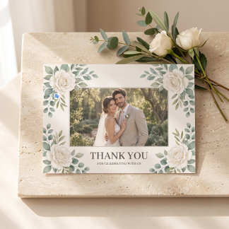 Tarjeta de agradecimiento de boda botánica verde s