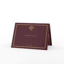 Tarjeta de agradecimiento de boda burgundy de dine
