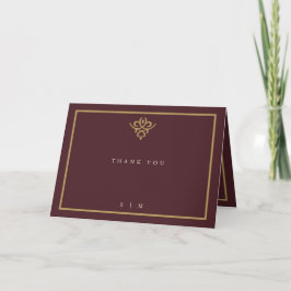 Tarjeta de agradecimiento de boda burgundy de dine