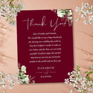 Tarjeta de agradecimiento de boda Burgundy Greener