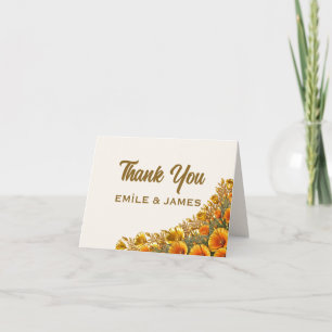 Tarjeta de agradecimiento de boda California Poppy