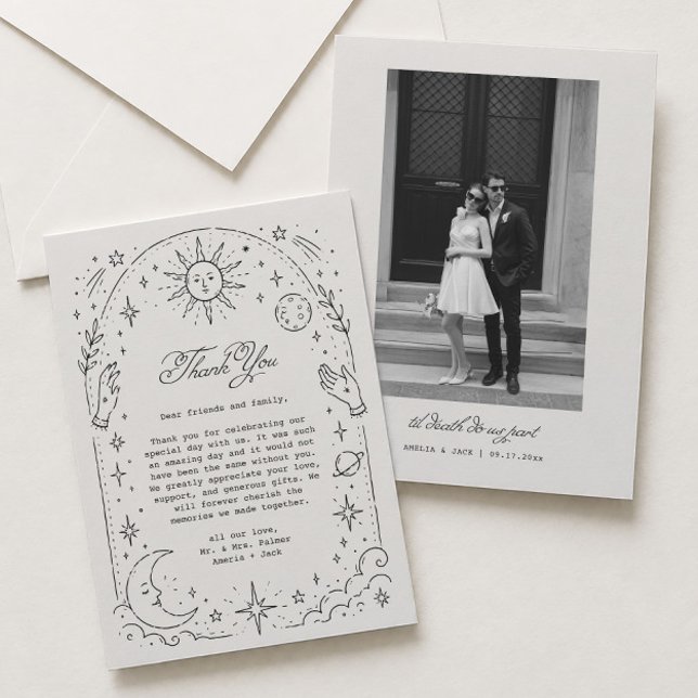Tarjeta de agradecimiento de boda celestial (Subido por el creador)