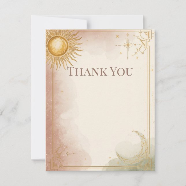 Tarjeta de agradecimiento de boda celestial Pink S (Anverso)