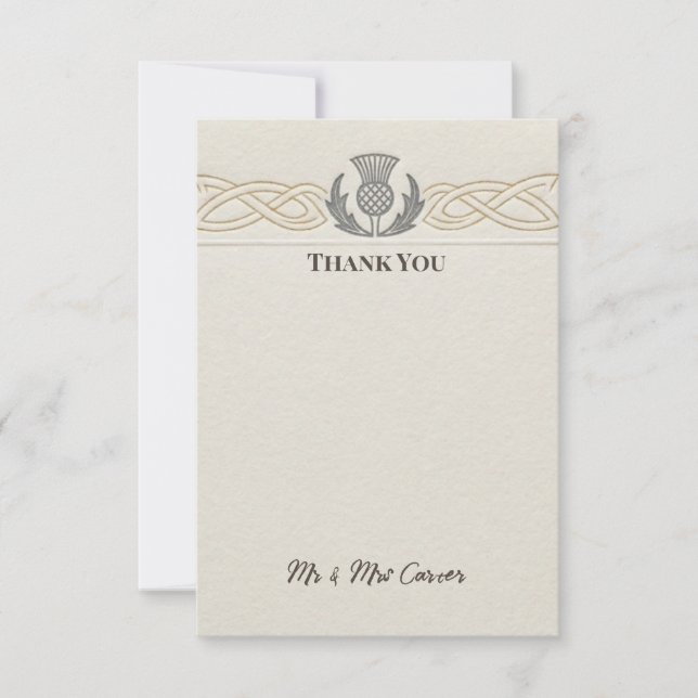 Tarjeta de agradecimiento de boda Celtic Crest (Anverso)
