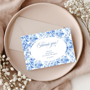 Tarjeta de agradecimiento de boda chic de rosas az