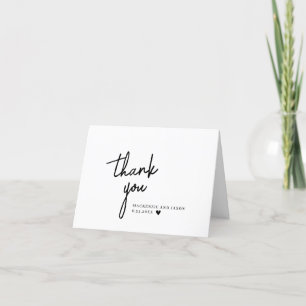 Tarjeta de agradecimiento de boda chic Escritura