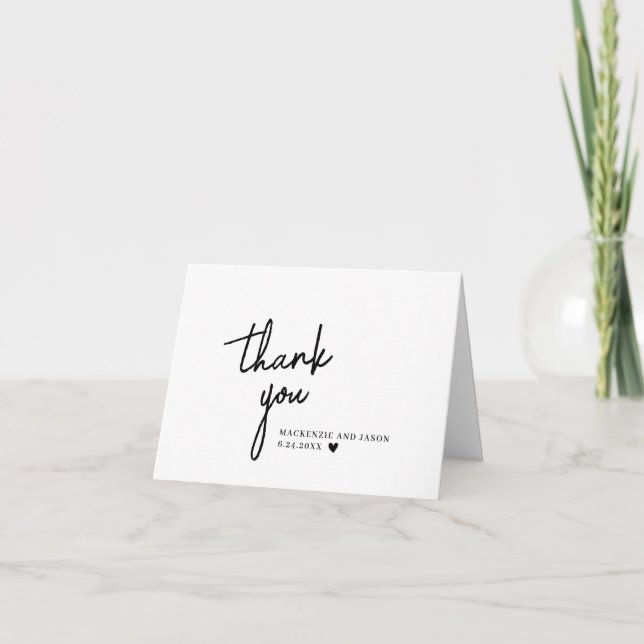 Tarjeta de agradecimiento de boda chic | Escritura (Anverso)
