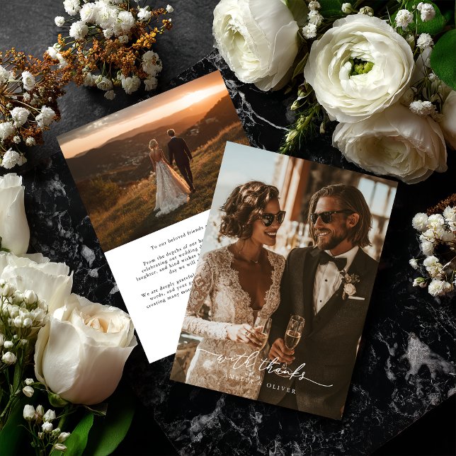 Tarjeta de agradecimiento de boda chic moderna - C (Subido por el creador)