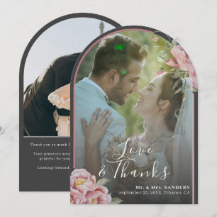 Tarjeta de agradecimiento de boda Chic Moderno con