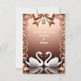 Tarjeta de agradecimiento de boda Cisne de Oro Ros