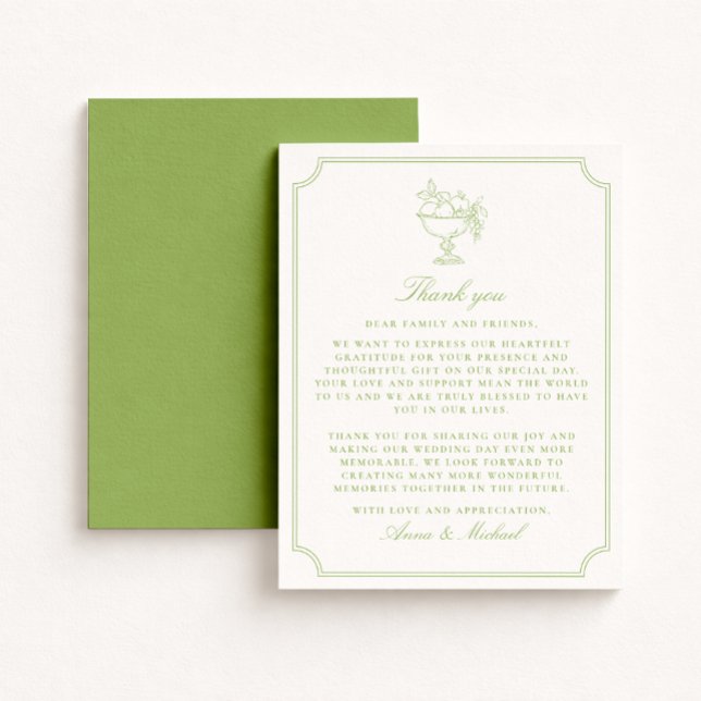 Tarjeta de agradecimiento de boda Citrus Green Dou (Subido por el creador)