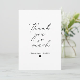 Tarjeta de agradecimiento de boda clásica de coraz