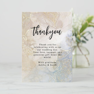 Tarjeta de agradecimiento de boda clásica minimali