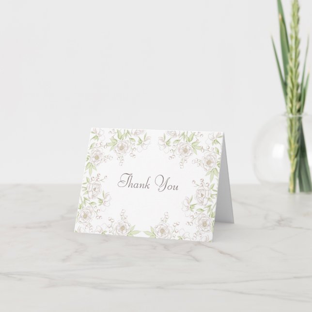 Tarjeta de agradecimiento de boda Clásica Rosa Bla (Anverso)
