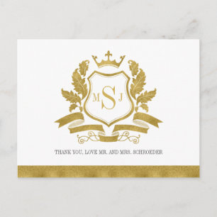 Tarjeta de agradecimiento de boda Classic Gold Cre