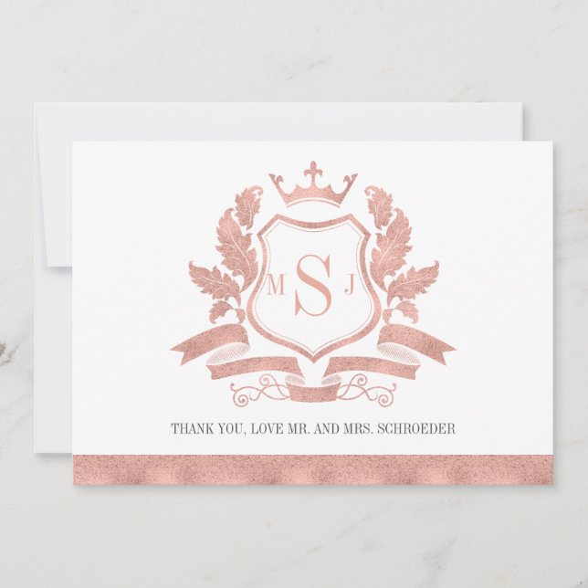 Tarjeta de agradecimiento de boda Classic Rose Gol (Anverso)