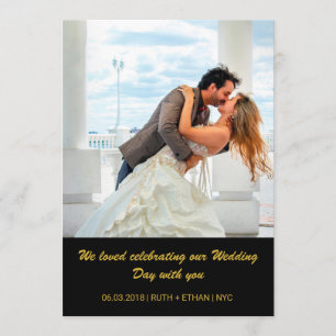 Tarjeta de agradecimiento de boda con 2 fotos - am