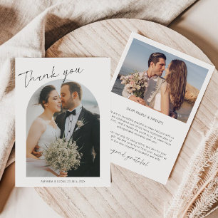 Tarjeta de agradecimiento de boda con 2 fotos con