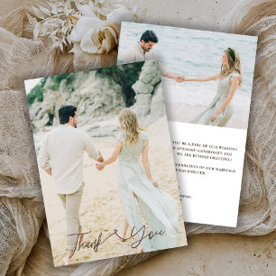 Tarjeta de agradecimiento de boda con 2 fotos eleg