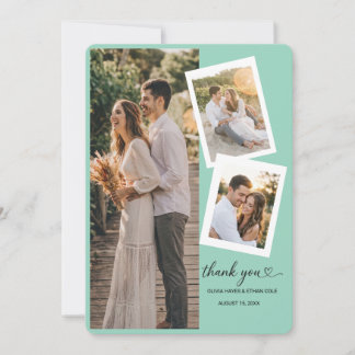 Tarjeta de agradecimiento de boda con 3 fotos