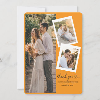 Tarjeta de agradecimiento de boda con 3 fotos