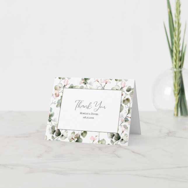 Tarjeta de agradecimiento de boda con acuarela de  (Anverso)