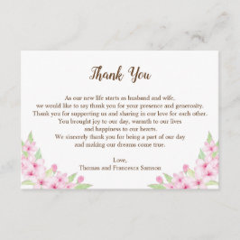 Tarjeta de agradecimiento de boda con acuarela de