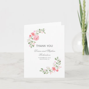 Tarjeta de agradecimiento de boda con acuarela flo