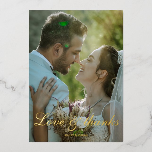 Tarjeta de agradecimiento de boda con amor y graci (Anverso)