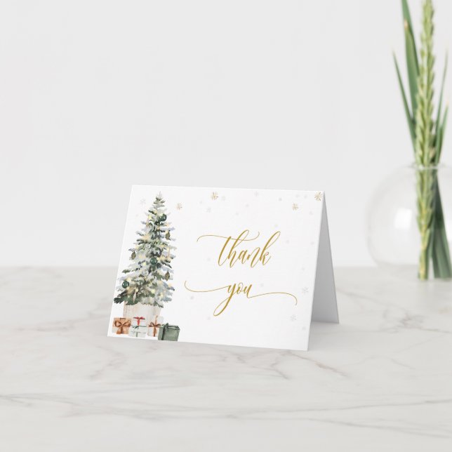 Tarjeta de agradecimiento de boda con árbol de Nav (Anverso)