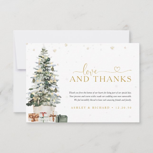 Tarjeta de agradecimiento de boda con árbol de Nav (Anverso)