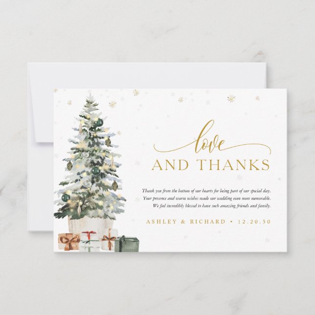 Tarjeta de agradecimiento de boda con árbol de Nav (Anverso)