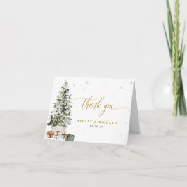 Tarjeta de agradecimiento de boda con árbol de Nav