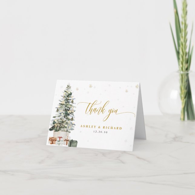 Tarjeta de agradecimiento de boda con árbol de Nav (Anverso)