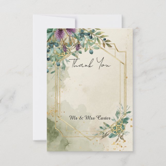 Tarjeta de agradecimiento de boda con arco botánic (Anverso)